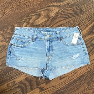 Women's blue denim low rise shorts